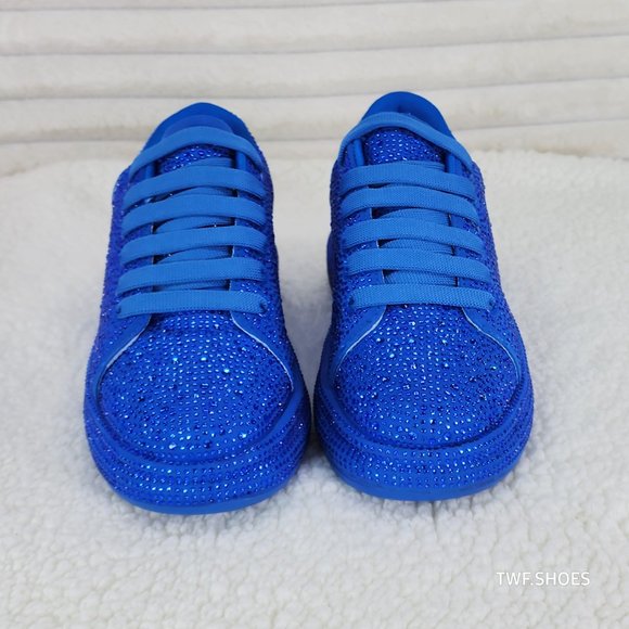 Dazzle Cush Blue Rhinestone Platform Sneakers Tennis Shoes - Picture 5 of 7
